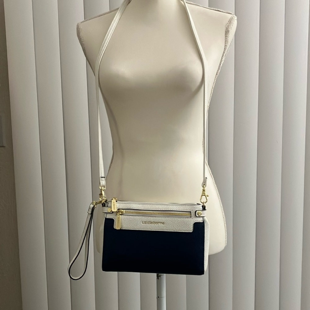 Liz Claiborne Black and White Women's leather crossbody bag